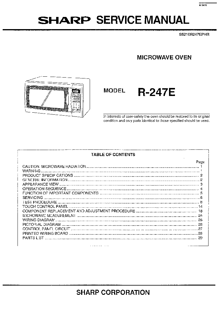 Свч печь sharp схема