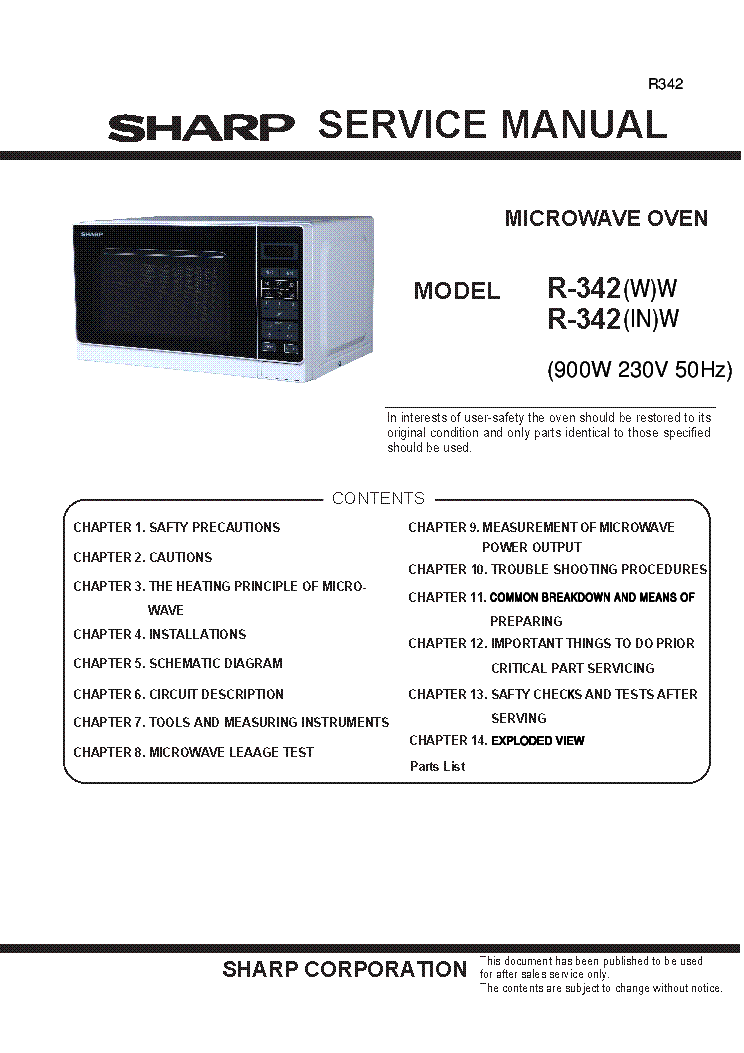SHARP R-342WW R-342INW SM service manual (1st page)