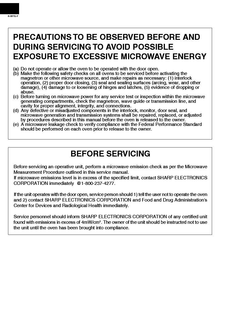 SHARP R-55TS-F service manual (2nd page)