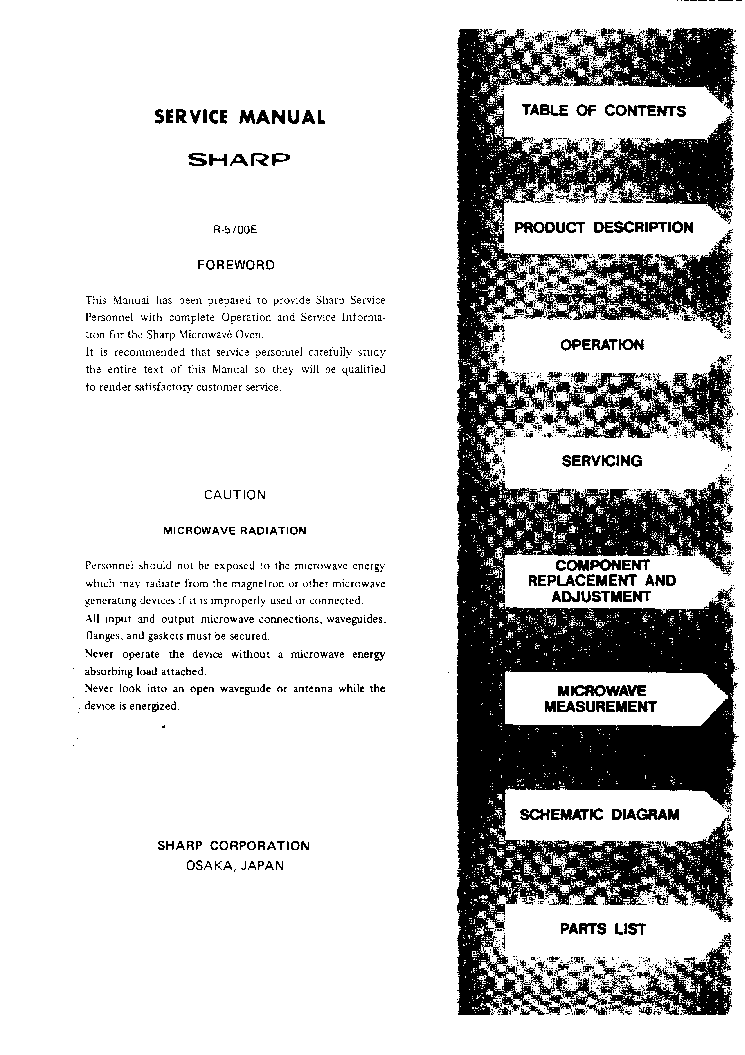 SHARP R-5700E SM service manual (2nd page)