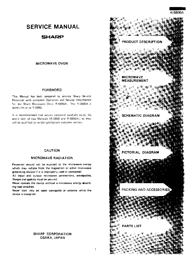 SHARP R-5800A SM service manual (2nd page)