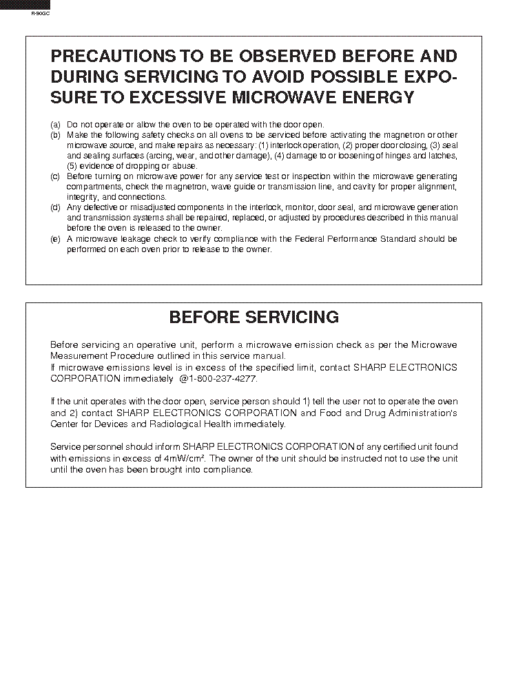 SHARP R-90GC service manual (2nd page)