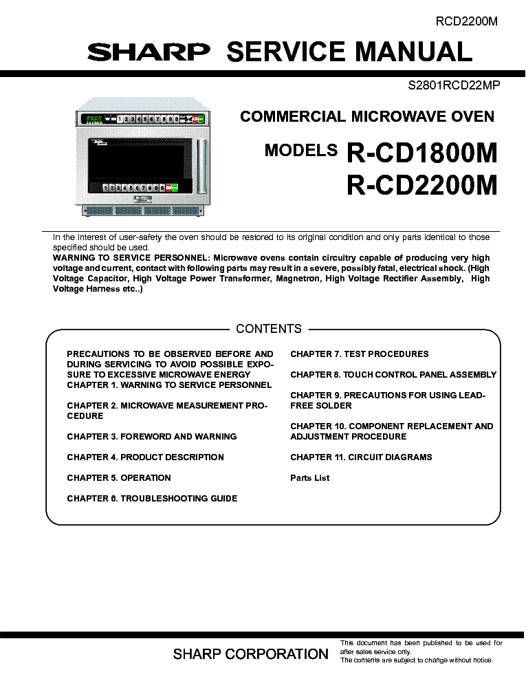 SHARP R-CD1800M R-CD2200M service manual (1st page)
