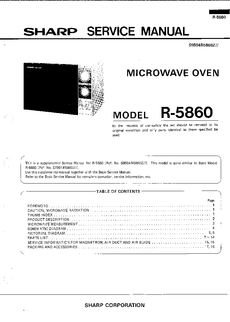 SHARP R5860 service manual