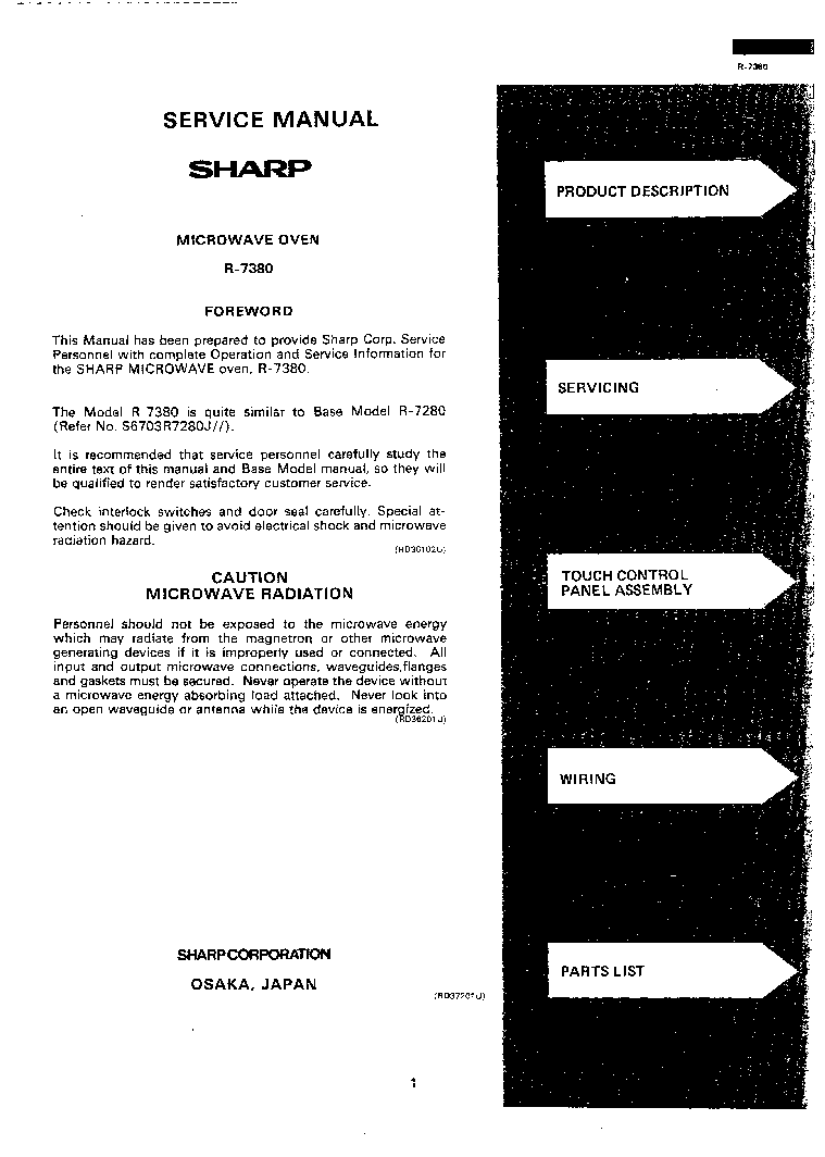 SHARP R7380 service manual (2nd page)