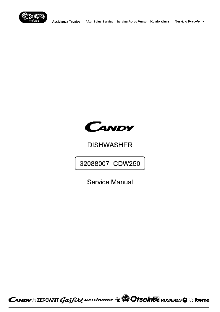 CANDY CDW250 service manual (1st page)