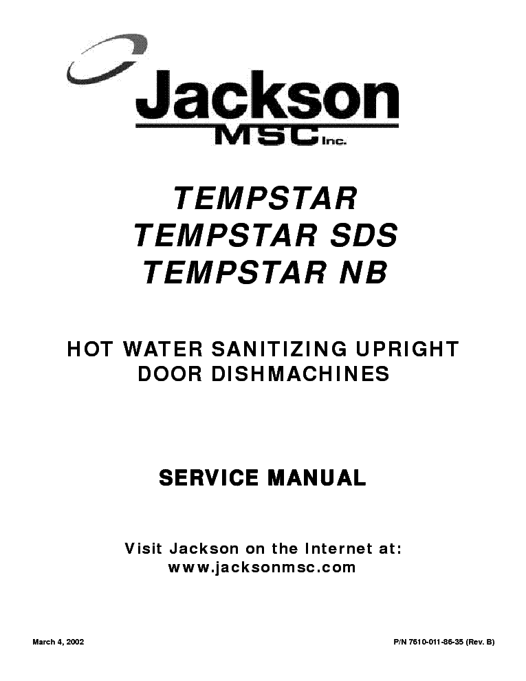 JACKSON TEMPSTAR SDS NB SM Service Manual Download, Schematics, Eeprom ...