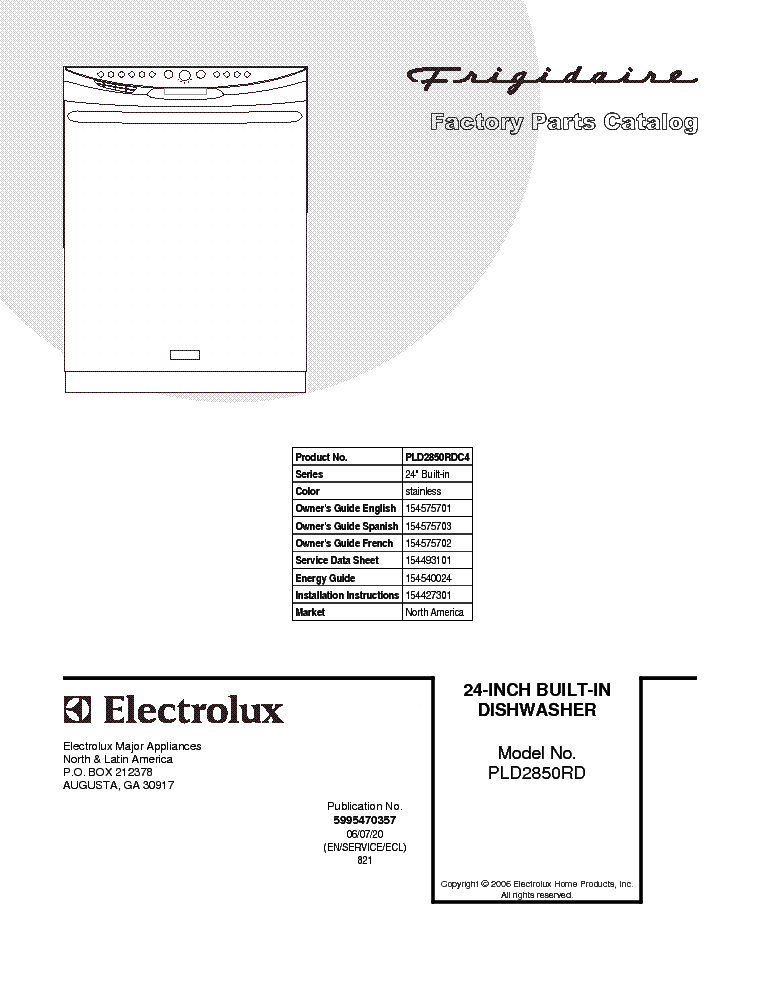 ELECTROLUX FRIGIDAIRE PLD2850RD service manual (1st page)