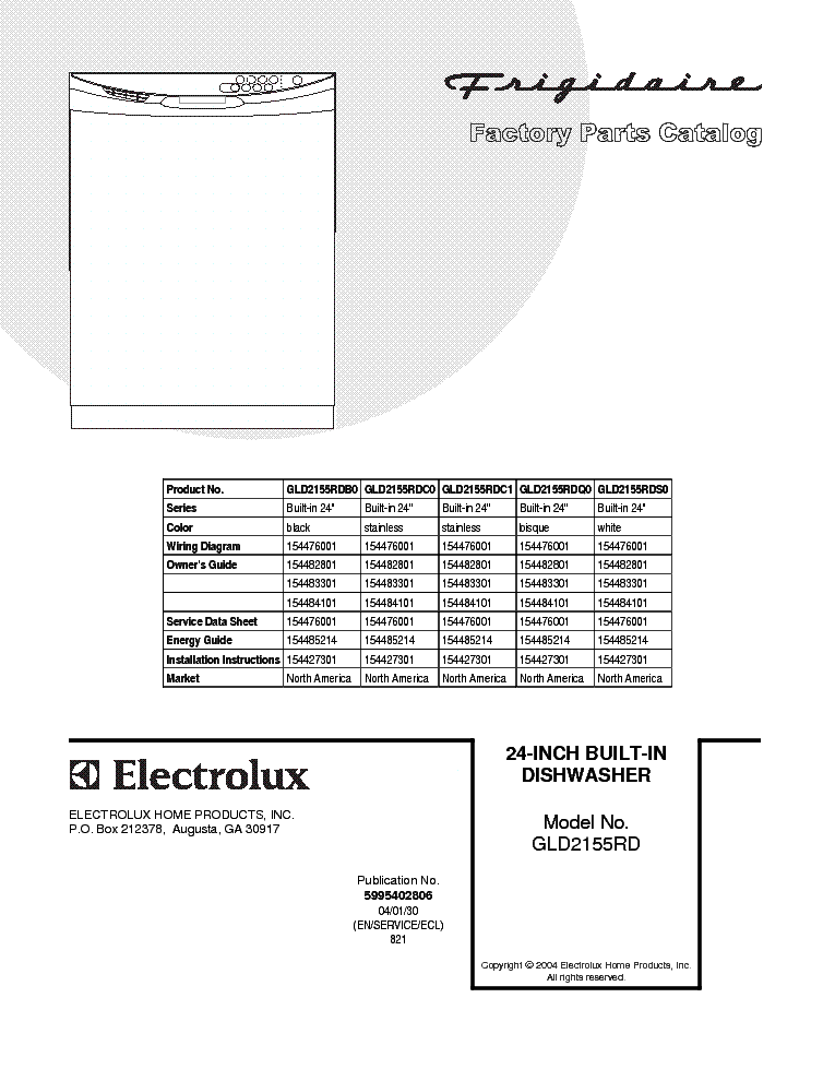 ELECTROLUX GIBSON FRIGIDARIE GLD2155RD service manual (1st page)