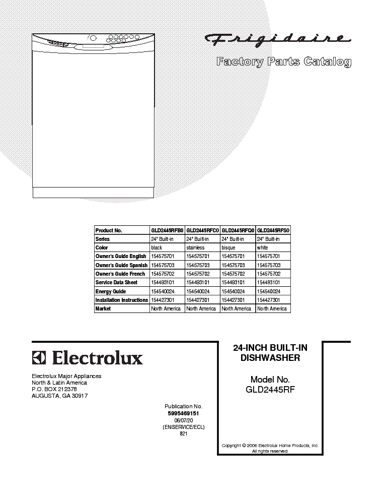 ELECTROLUX GIBSON FRIGIDARIE GLD2445RF service manual (1st page)