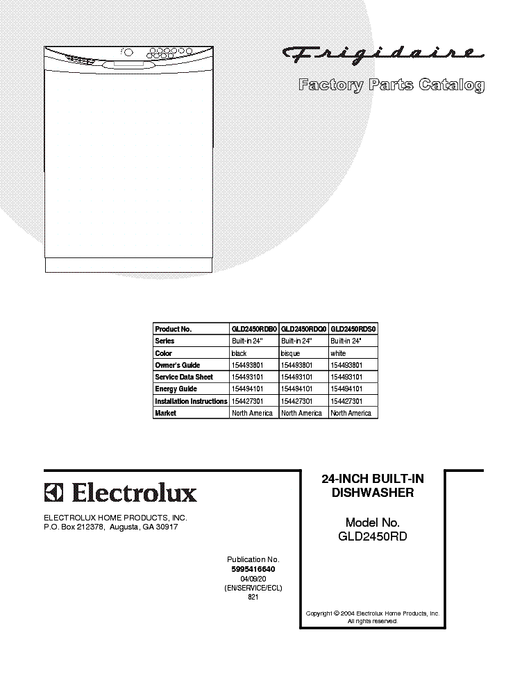 ELECTROLUX GIBSON FRIGIDARIE GLD2450RD service manual (1st page)