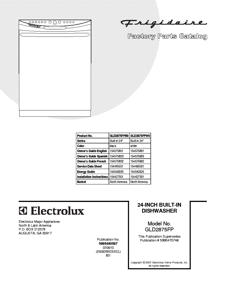 ELECTROLUX GIBSON FRIGIDARIE GLD2875FP service manual (1st page)