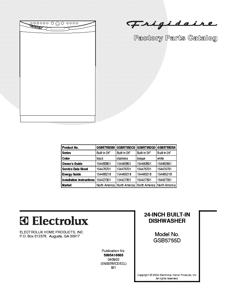 ELECTROLUX GIBSON FRIGIDARIE GSB5755D service manual (1st page)