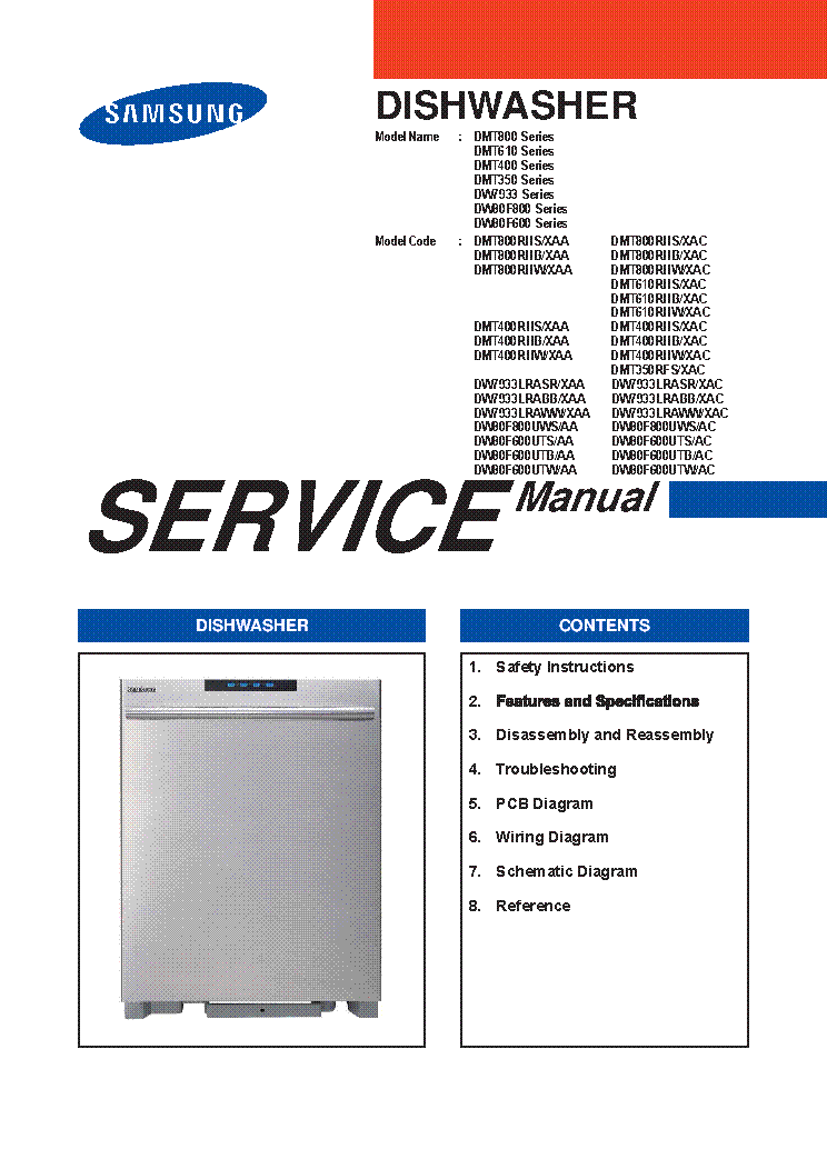 Samsung dishwasher dmt800 top