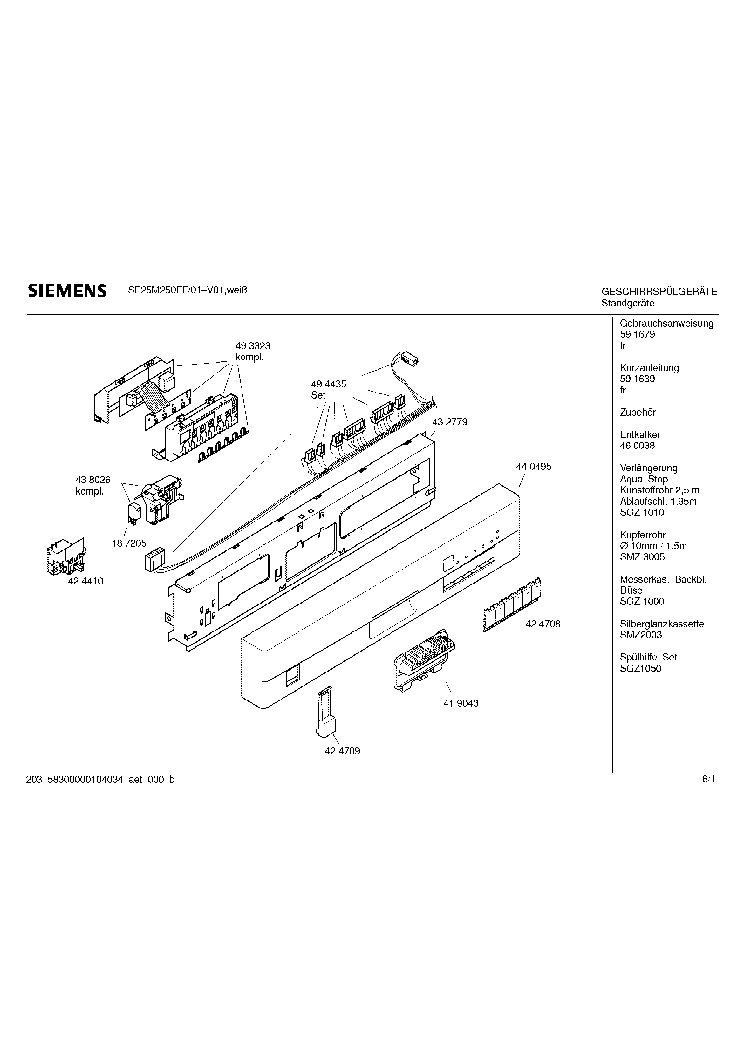 SIEMENS SE 25M250FF-01 EXPLODED service manual