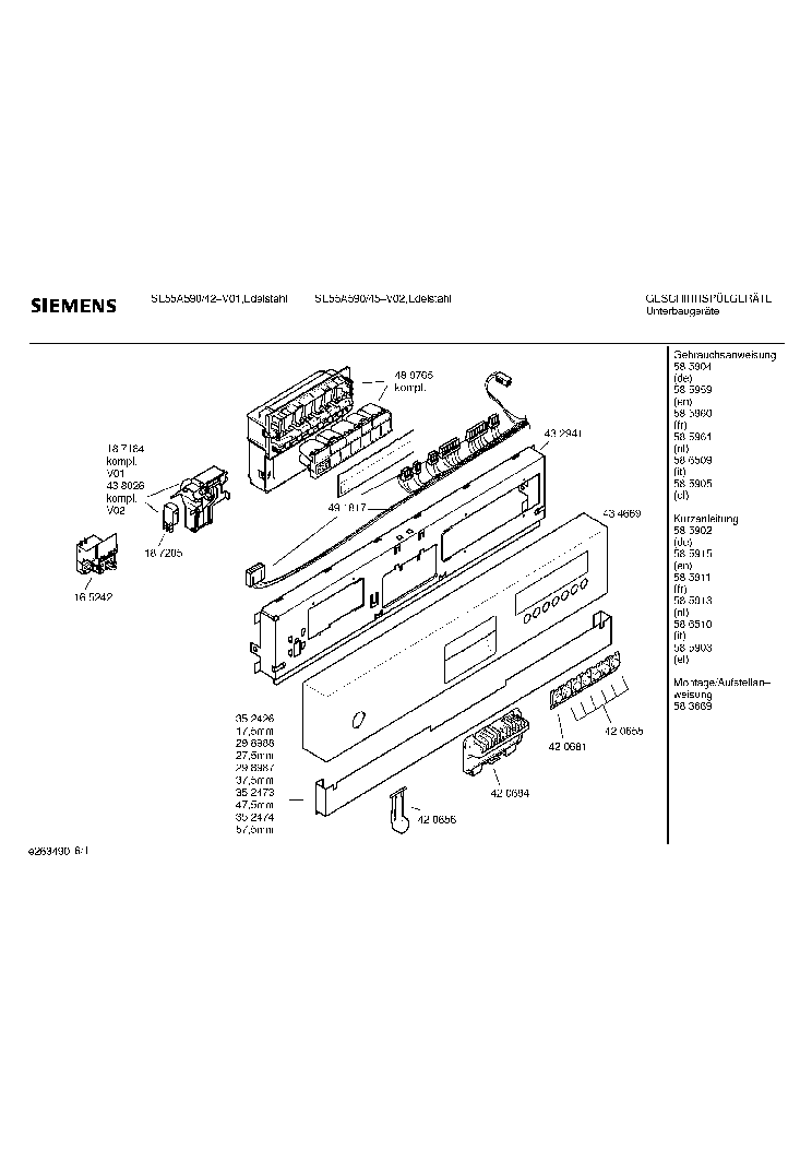 SIEMENS SE 55A590-42 45 EXPLODED service manual