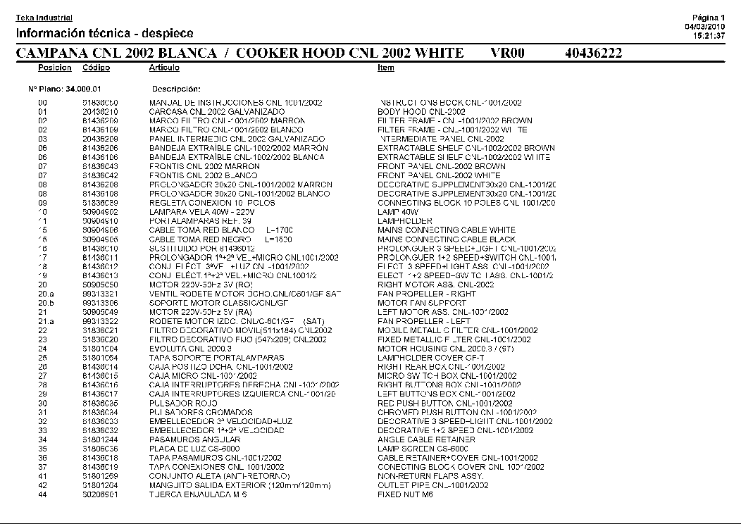 TEKA CNL2002 238 service manual