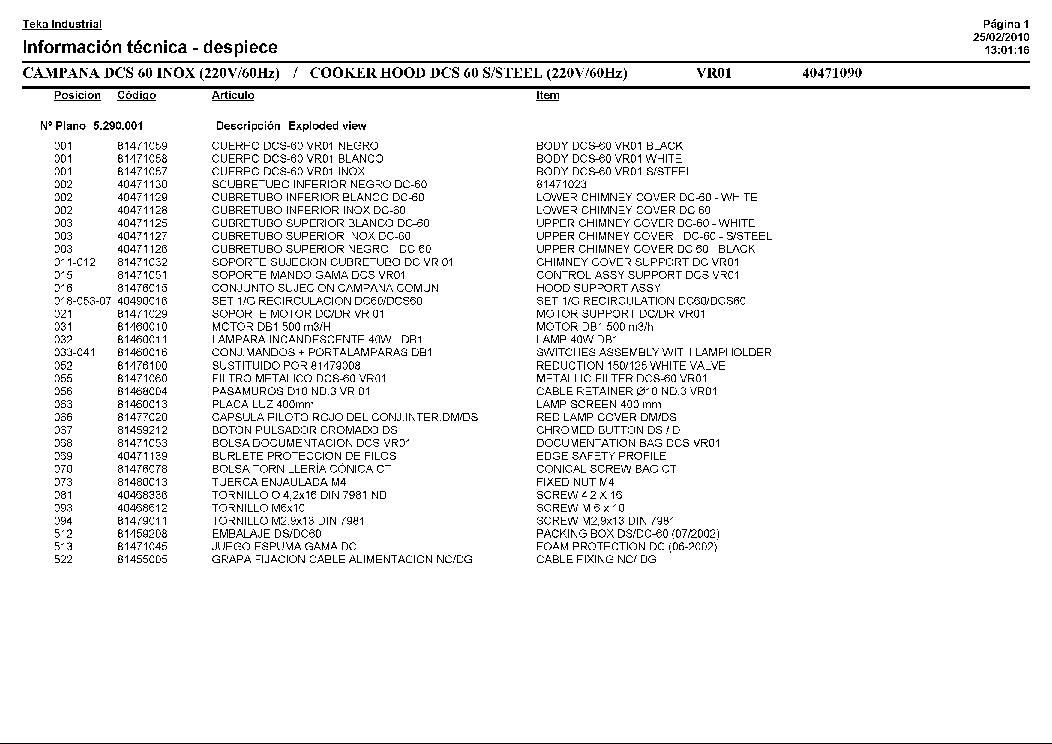 TEKA DCS60 VR01 220V60HZ service manual