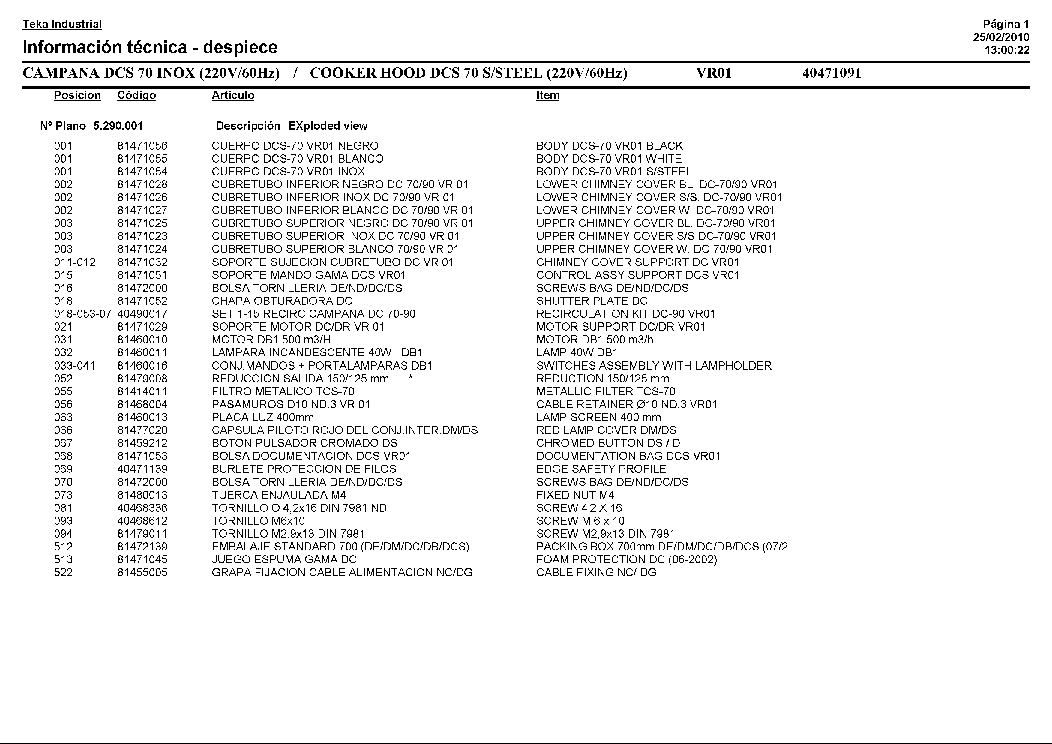 TEKA DCS70 VR01 220V60HZ service manual