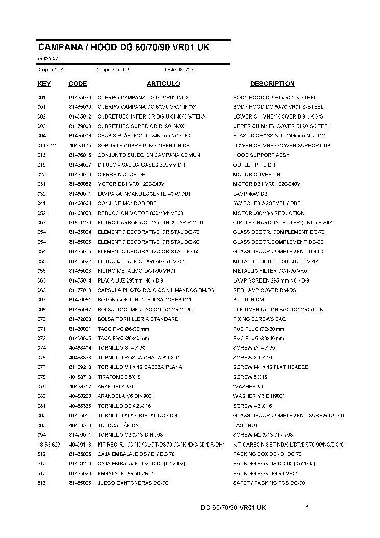 TEKA DG 607090 VR01 UK service manual