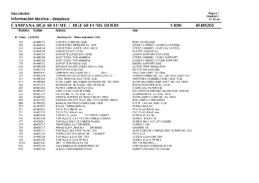 TEKA DGE 60 FUME service manual