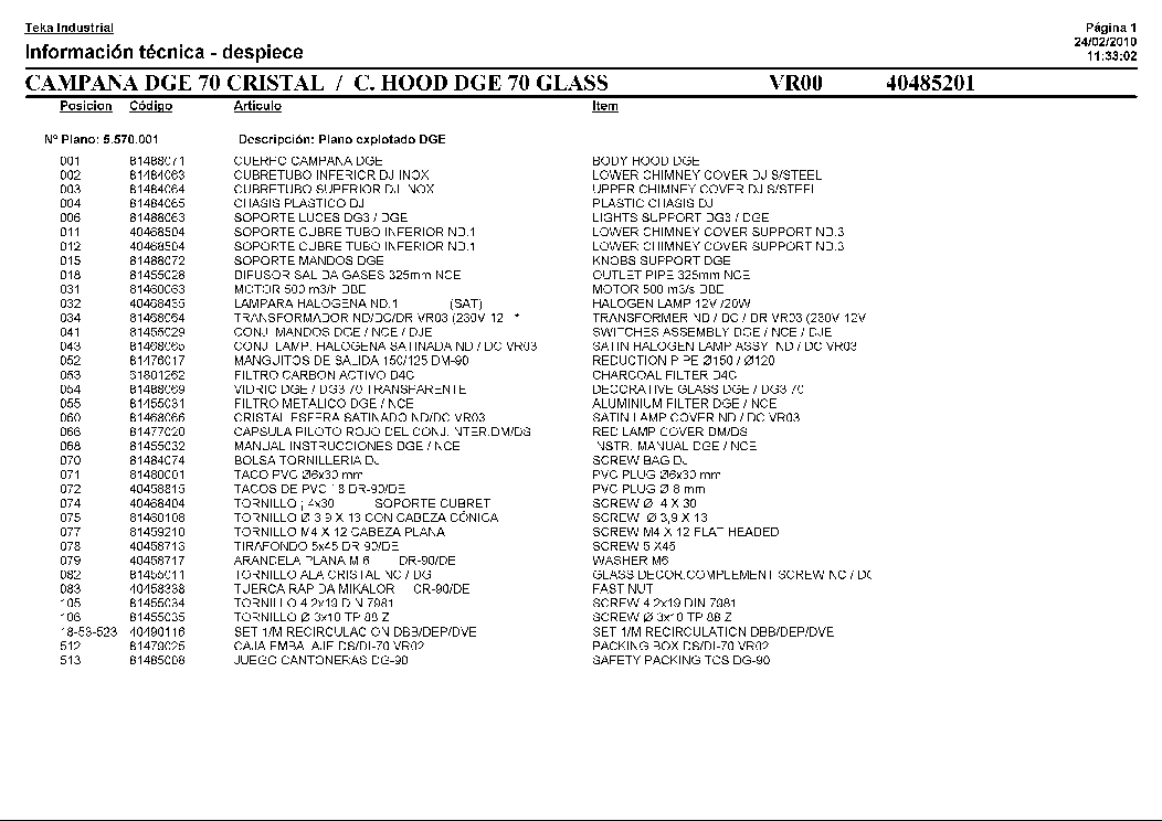 TEKA DGE 70 CRISTAL service manual