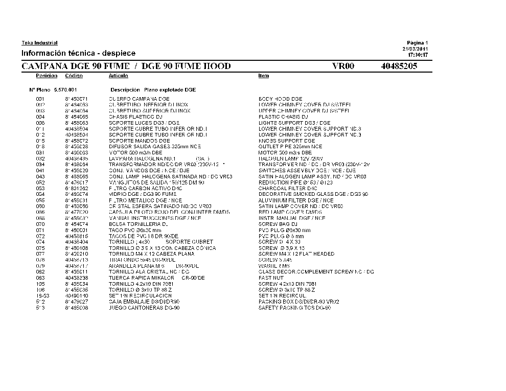 TEKA DGE 90 FUME service manual