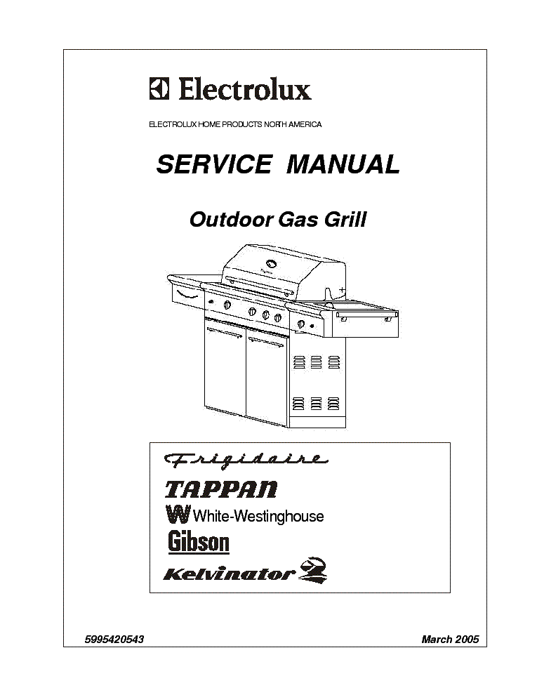 ELECTROLUX OUTDOOR GAS GRILL 2005 MARCH service manual (1st page)