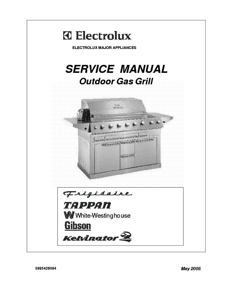 ELECTROLUX OUTDOOR GAS GRILL 2005 MAY service manual (1st page)