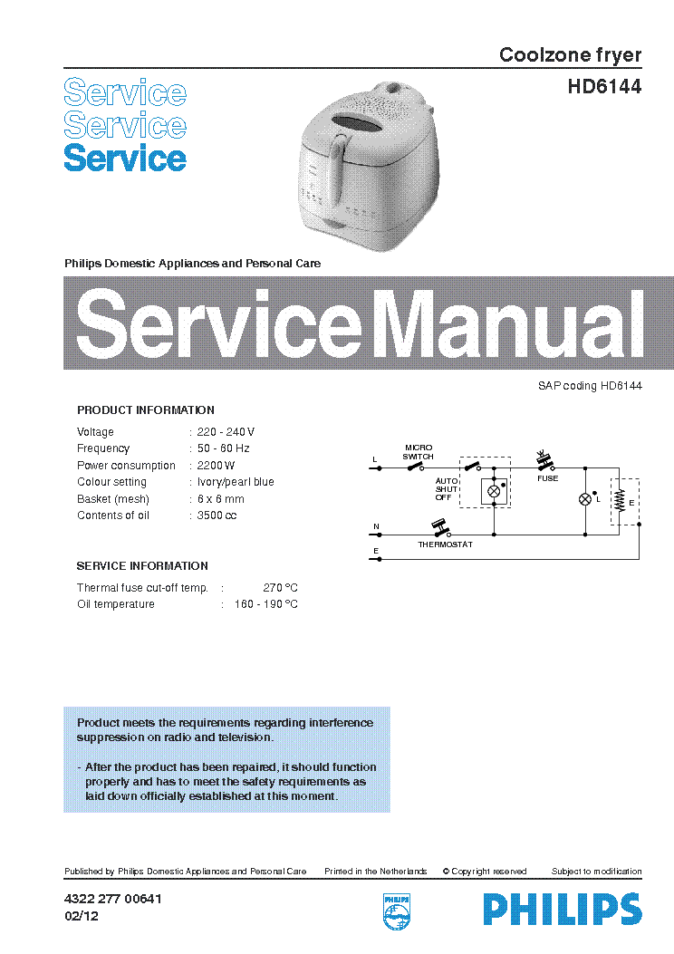 PHILIPS HD6144 SM service manual (1st page)