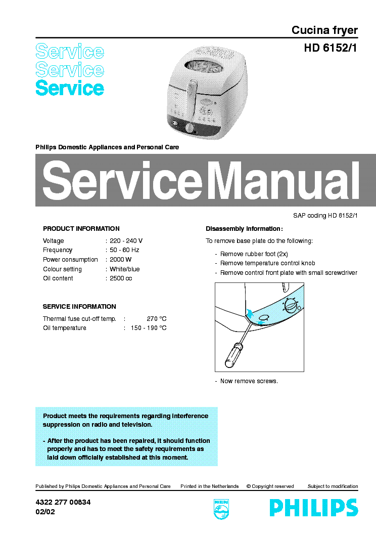PHILIPS HD6152-1 SM service manual (1st page)