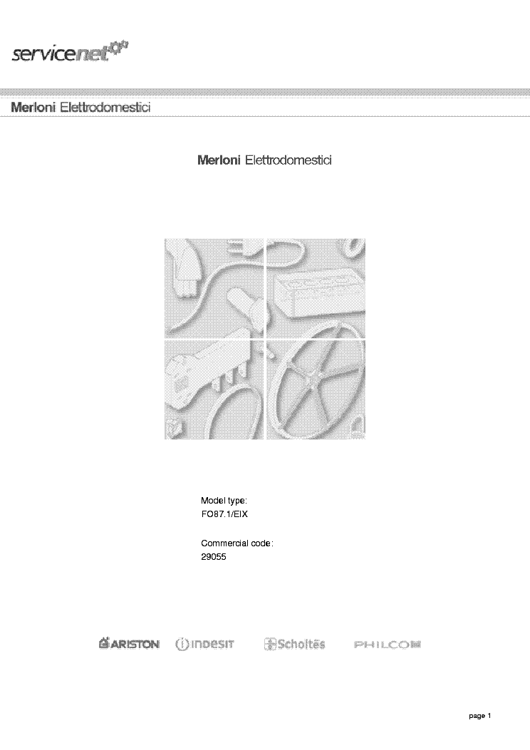 INDESIT ARISTON FO87.1EIX 03290550200 service manual (1st page)