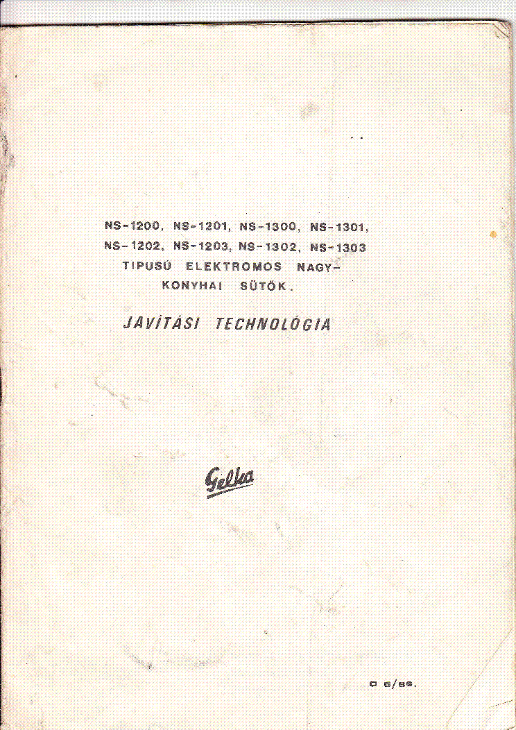 NS 1200 1201 1300 1301 TIPUSU NAGYKONYHAI ELEKTROMOS SUTOK service manual (1st page)