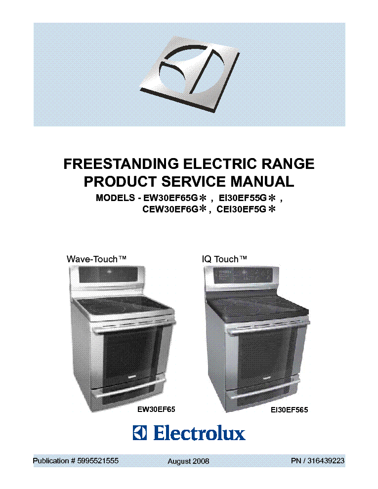 ELECTROLUX EW30EF65G CEW30EF6G EI30EF55G CEI30EF5G service manual (1st page)