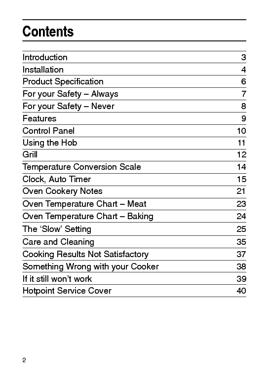 INDESIT HOTPOINT HBEG95C service manual (2nd page)