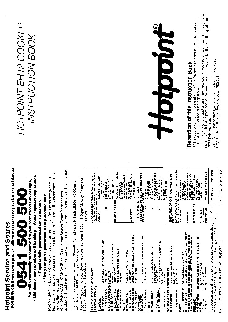 INDESIT HOTPOINT HBEH12 service manual (1st page)