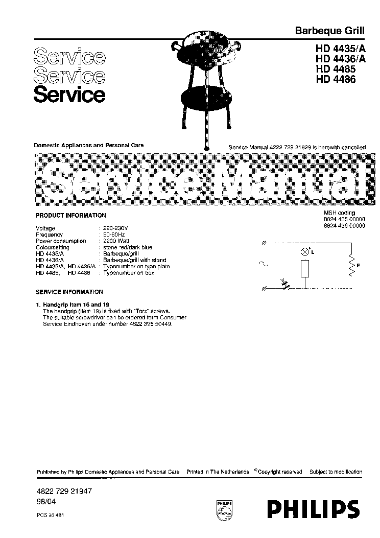PHILIPS HD4435A service manual (1st page)