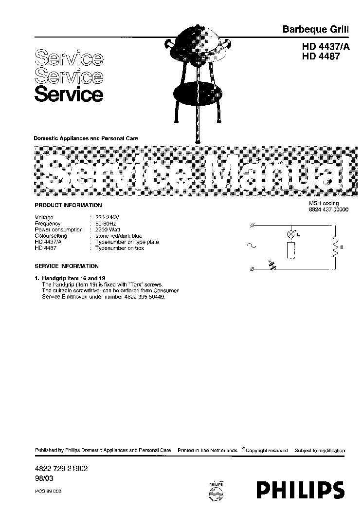 PHILIPS HD4437A service manual (1st page)