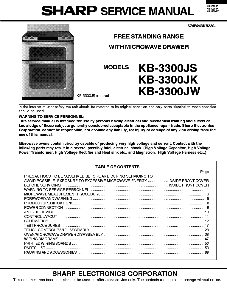 SHARP KB-3300JS-JK-JW SM service manual (1st page)