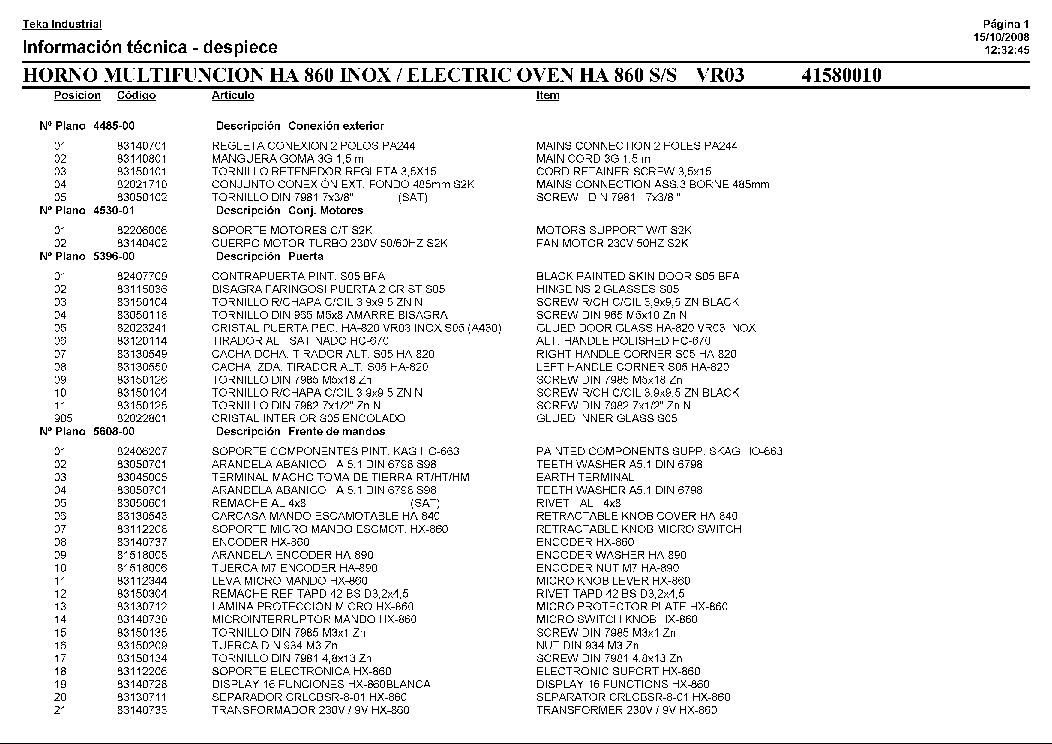 TEKA HA-860 VR03 service manual