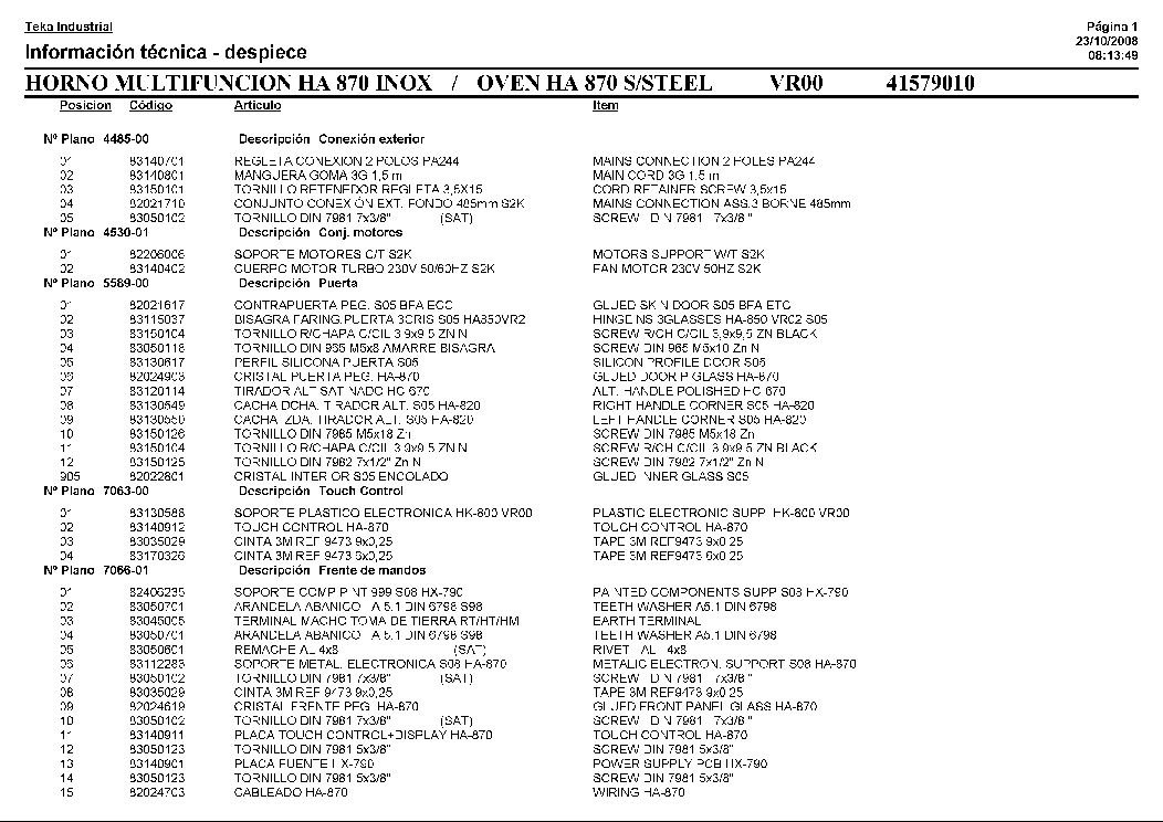 TEKA HA-870 VR00 service manual
