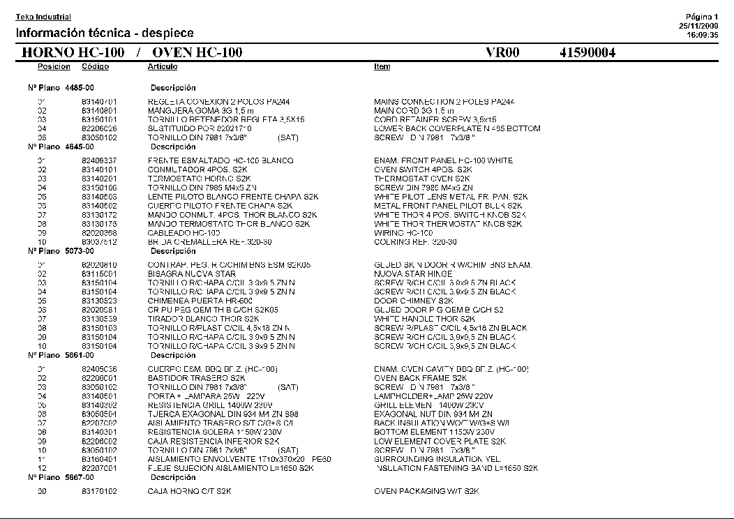 TEKA HC-100 VR00 FRANCIA service manual