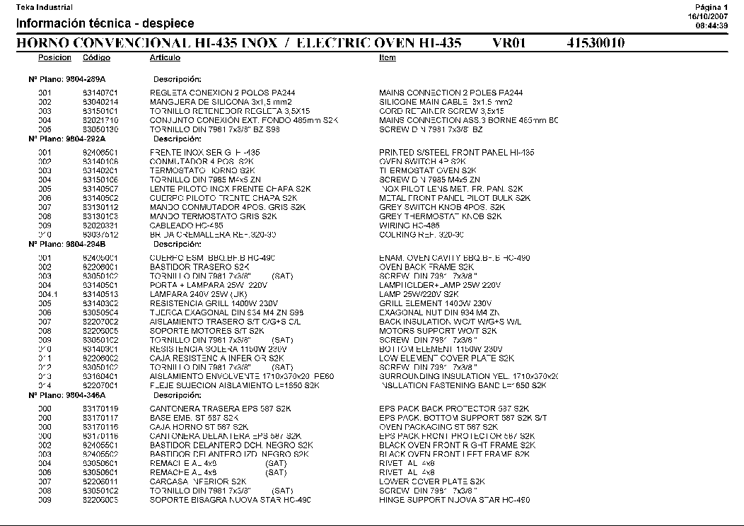 TEKA HI-435 VR01 service manual