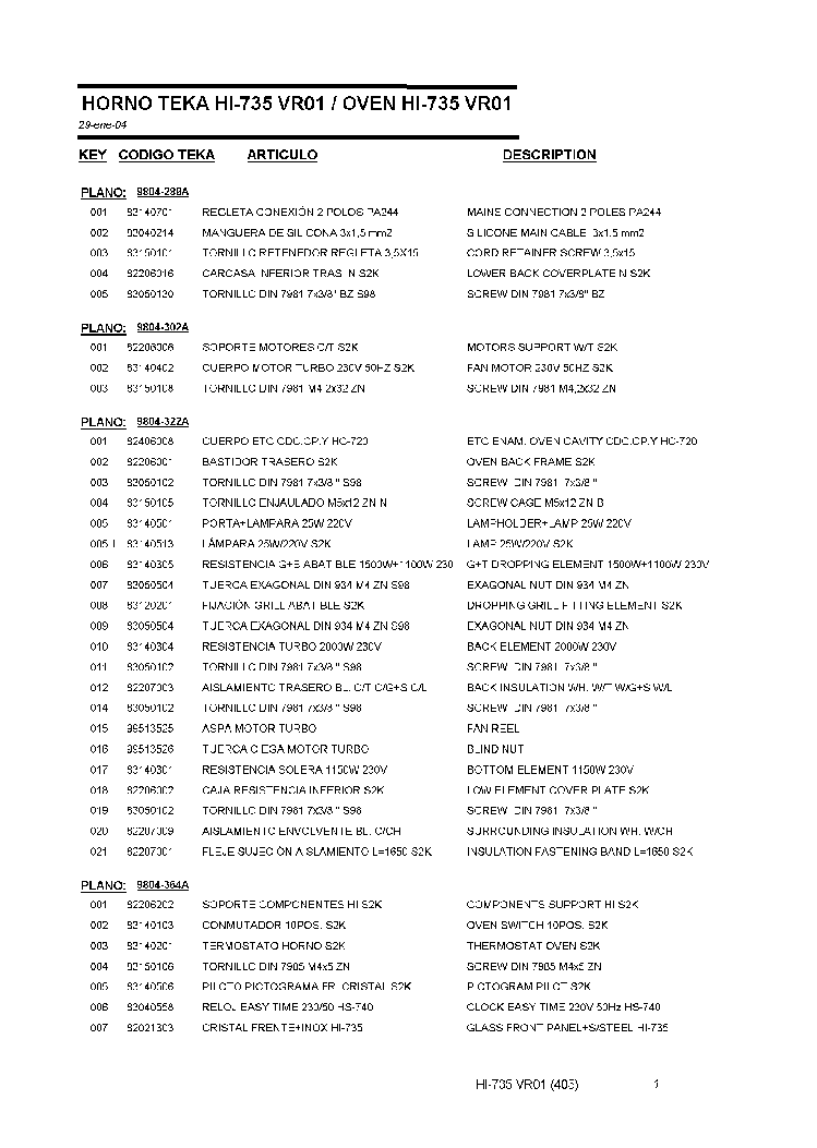 TEKA HI-735 VR01 service manual