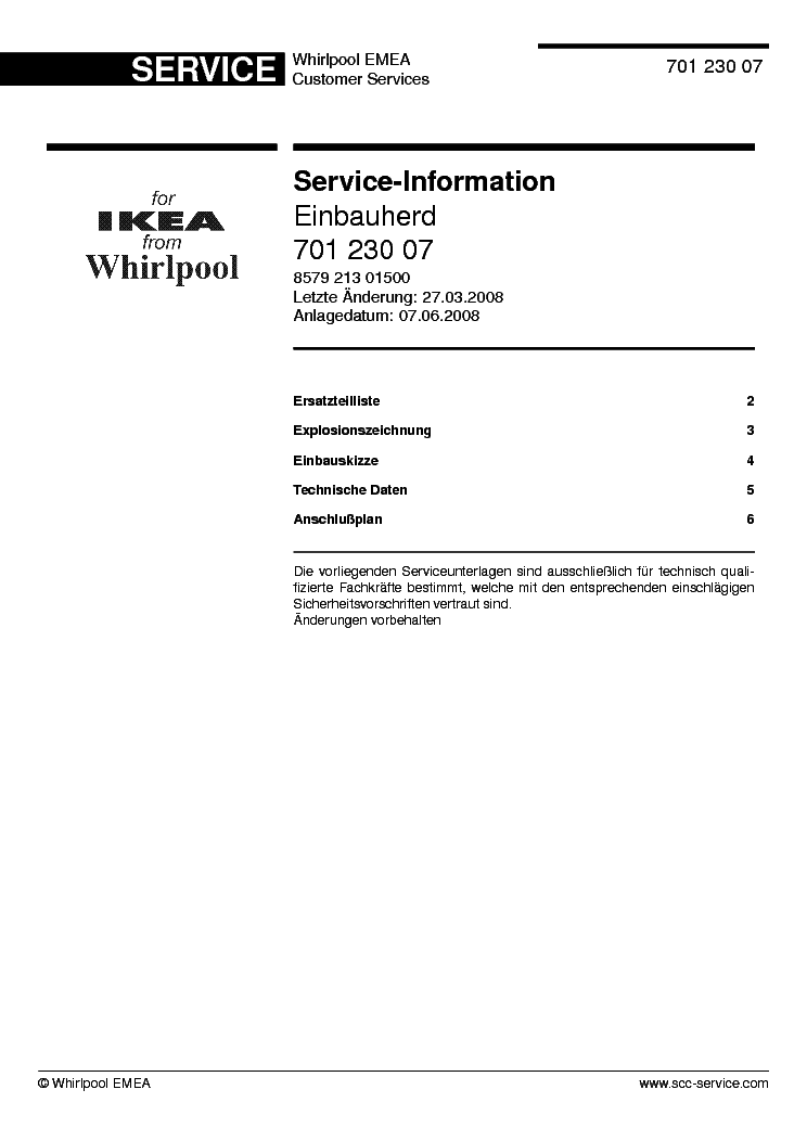 WHIRLPOOL IKEA FRAMTYD FXVS6 C00 S Service Manual download, schematics, eeprom, repair info for electronics experts