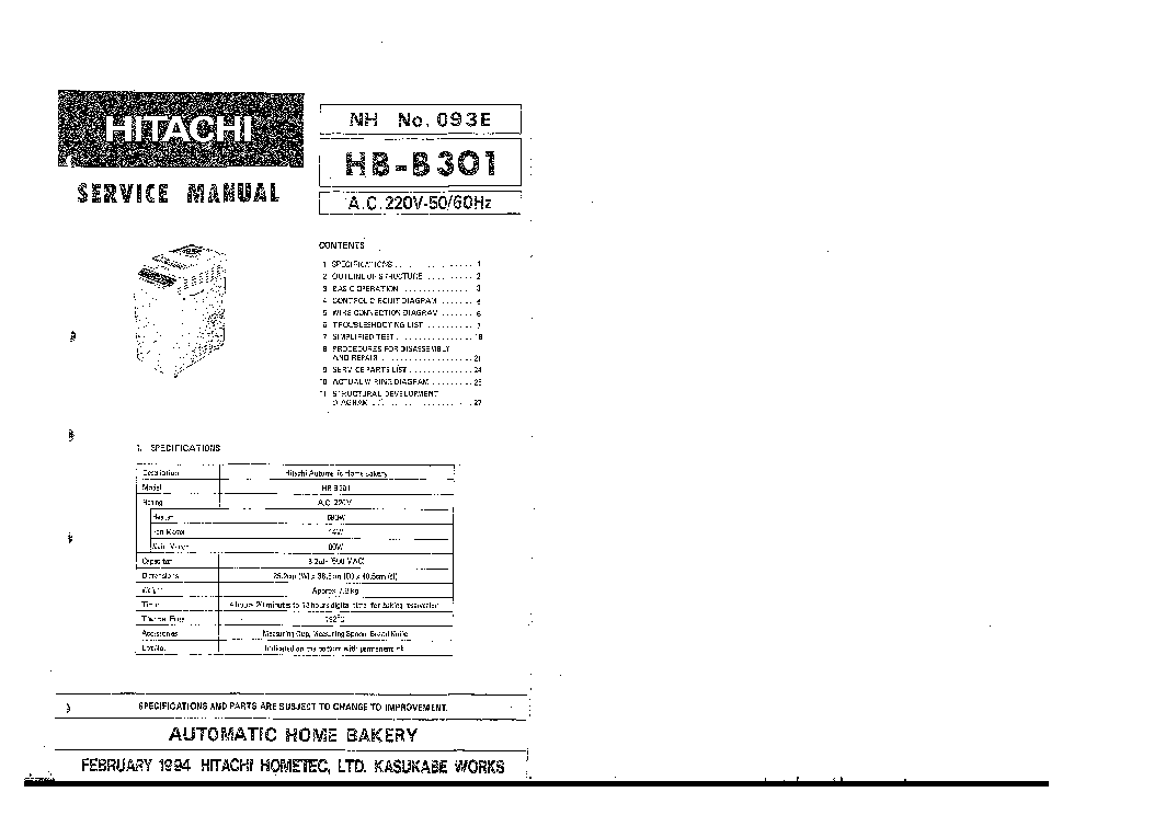 HITACHI HB-B301 Service Manual download, schematics, eeprom, repair Sns-Brigh10