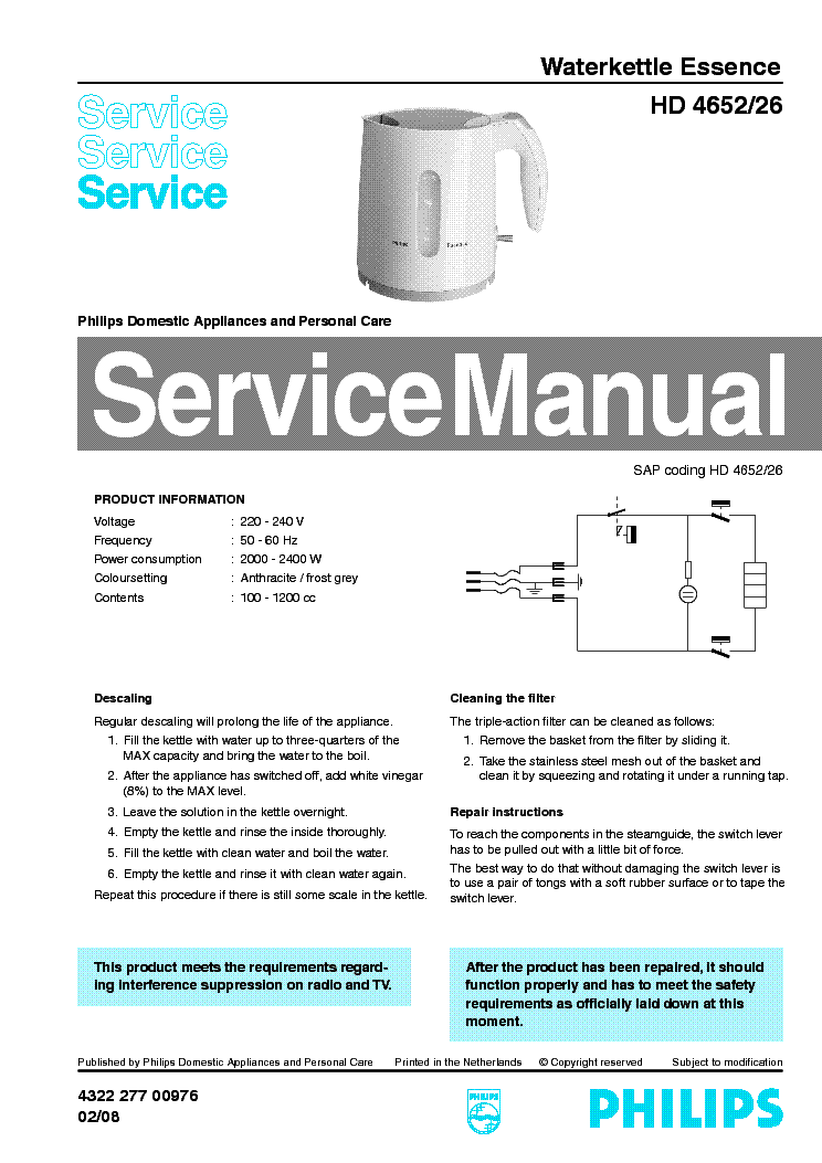 PHILIPS HD-4652-26 ESSENCE SM service manual