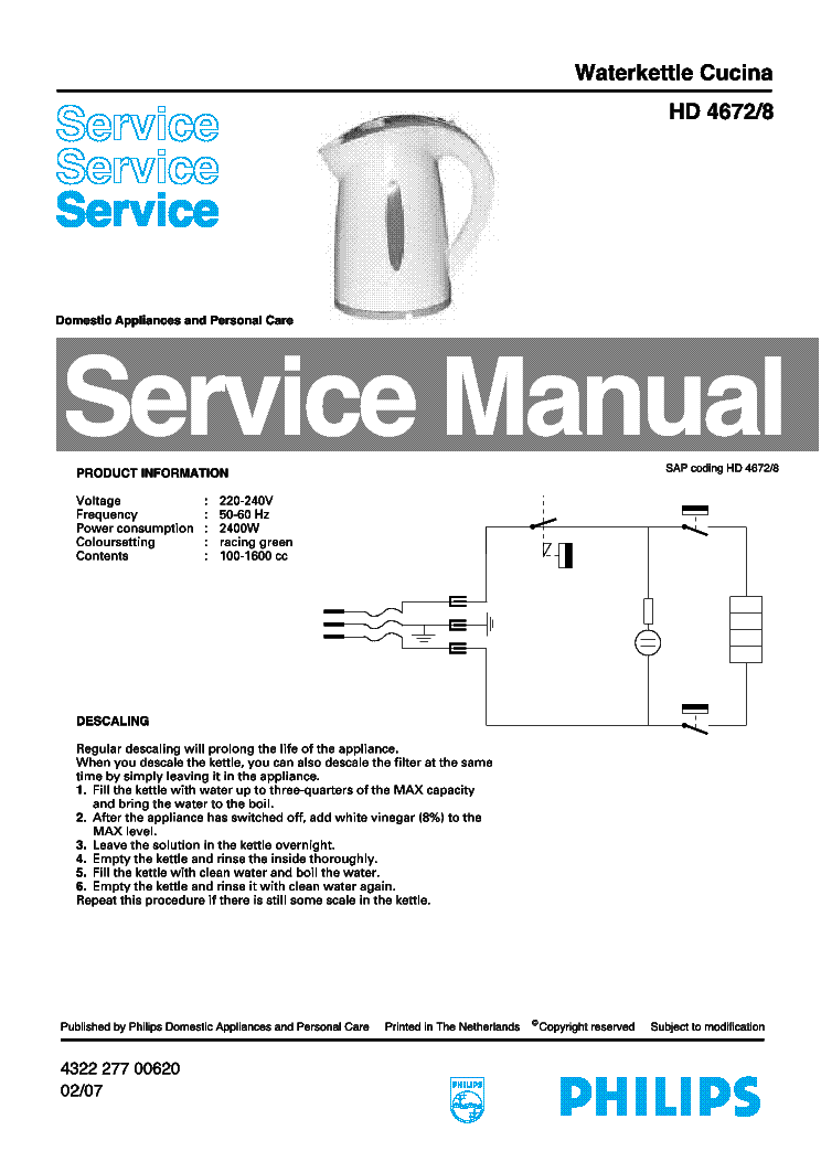 PHILIPS HD4672-8 SM service manual (1st page)