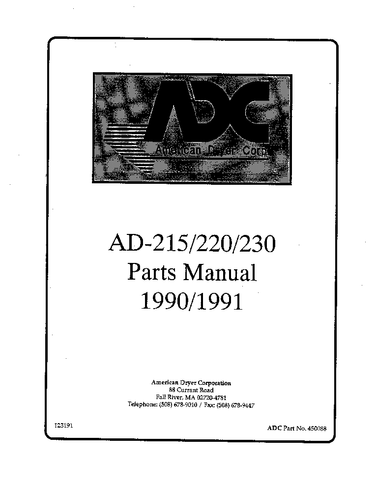 ADC AD-215 220 230 1990 1991 service manual