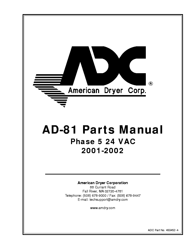 ADC AD-81 PHASE 5 24 VAC service manual